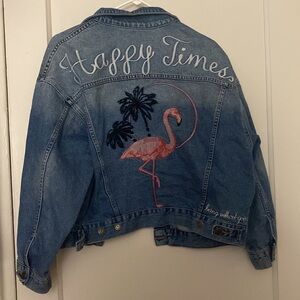 pull & bear denim oversized jacket size: S